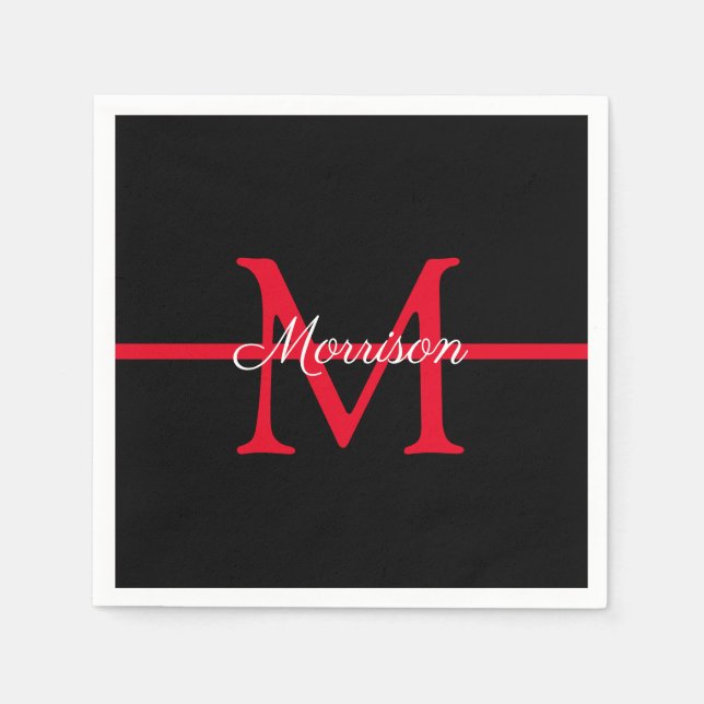 Thin Red Line Fire Fighter Retirement Monogram Napkins (Front)