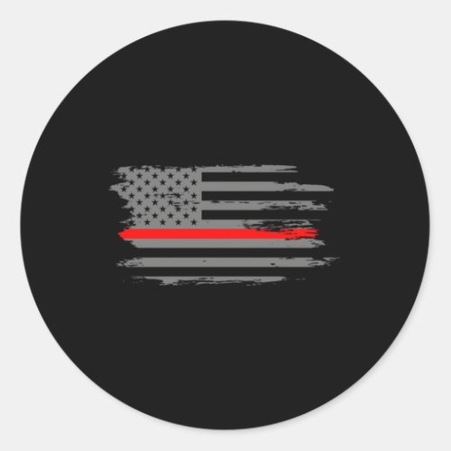 Thin Red Line Fire Fire Rescue American Flag Classic Round Sticker