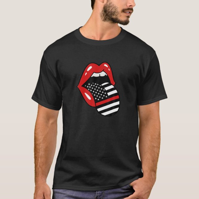 Thin Red Line Fire Firefighter Firefighting Valent T-Shirt (Front)