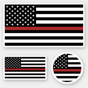 Thin Red Line Firefighter America Flag Fire Rescue Sticker
