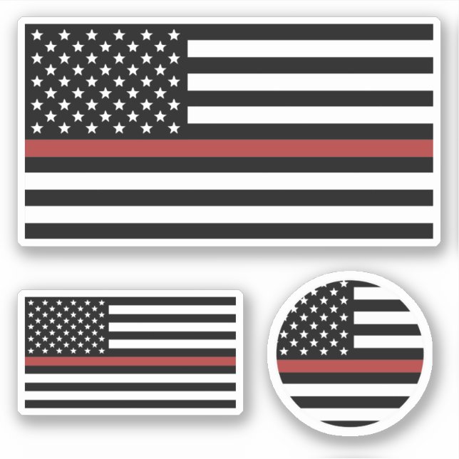 Thin Red Line Firefighter America Flag Fire Rescue Sticker (Front)
