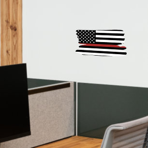 Thin Red Line Firefighter America Flag Fire Rescue Wall Decal
