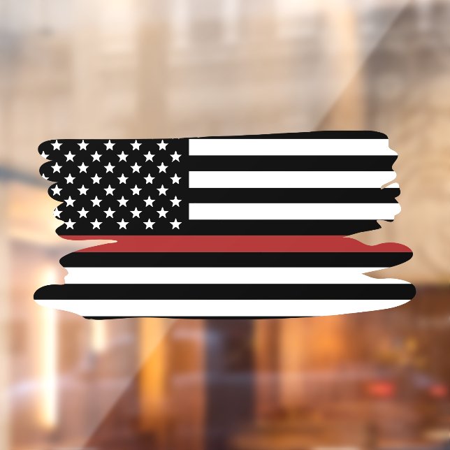 Thin Red Line Firefighter America Flag Fire Rescue Window Cling (Sheet 2)