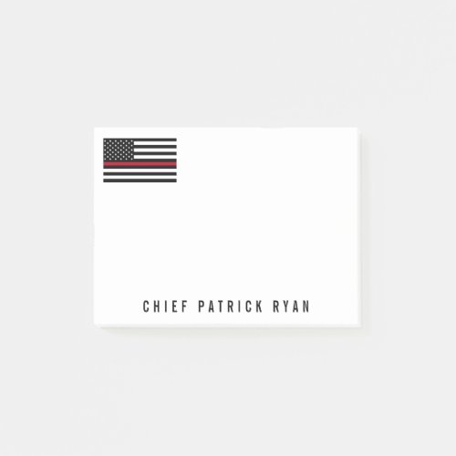 Thin Red Line Firefighter American Flag 4 x 3 Post_it Notes