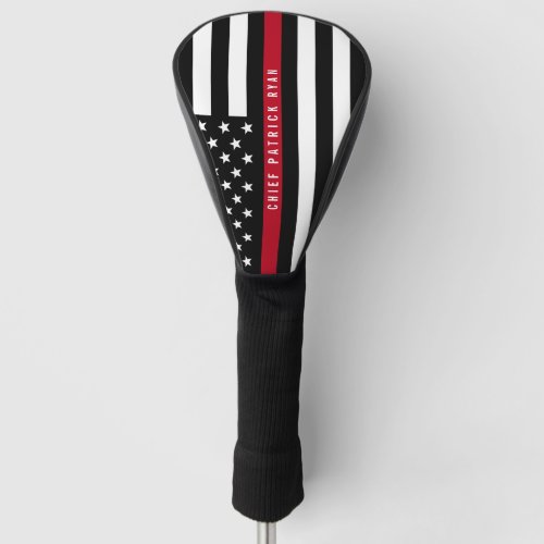 Thin Red Line Firefighter American Flag Monogram Golf Head Cover