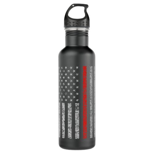 Thin Red Line  Firefighter American Flag   Stainless Steel Water Bottle