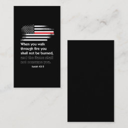 Thin Red Line Firefighter Bible Verse America Business Card | Zazzle