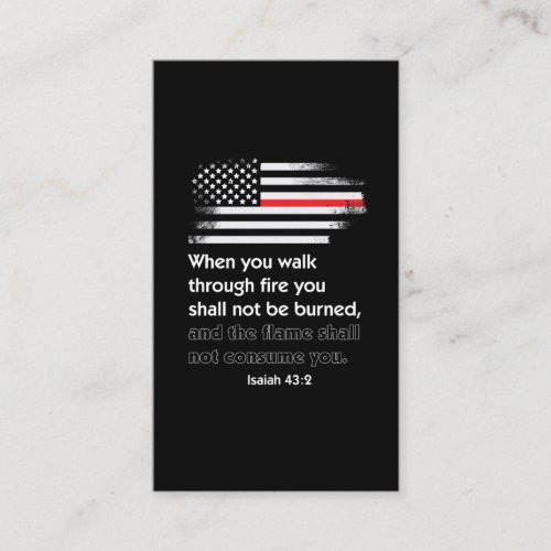 Thin Red Line Firefighter Bible Verse America Business Card