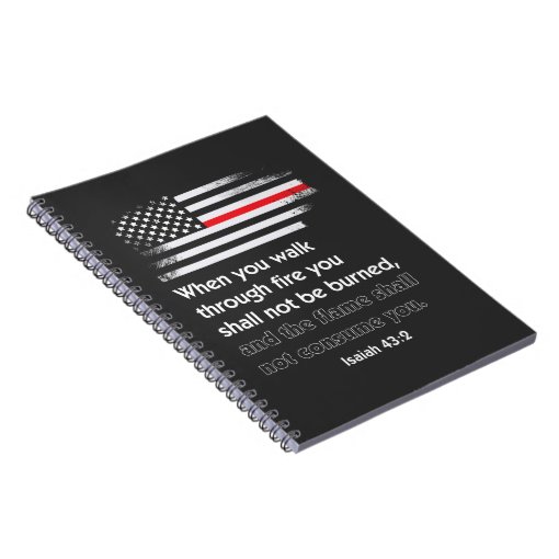 Thin Red Line Firefighter Bible Verse America Notebook | Zazzle