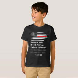 Thin Red Line Firefighter Bible Verse America T-Shirt | Zazzle