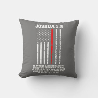 Thin Red Line Firefighter Bible Verse Christian  Throw Pillow