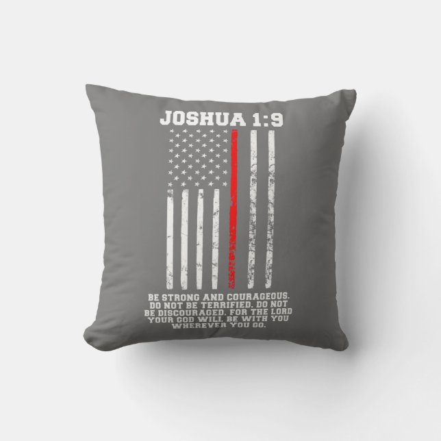 Thin Red Line Firefighter Bible Verse Christian  Throw Pillow (Front)