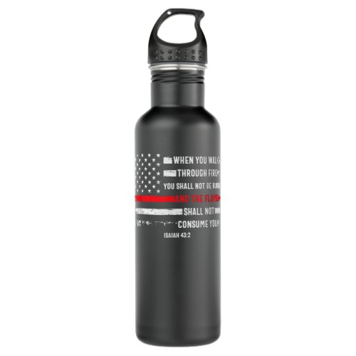 Thin Red Line Firefighter Bible Verse Isaiah 432 U Stainless Steel Water Bottle