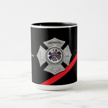 Thin Red Line Firefighter Coffee Mug by JFVisualMedia at Zazzle