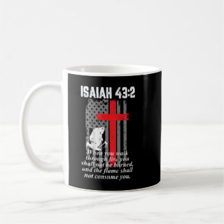 Thin Red Line Firefighter cross Bible Verse Americ Coffee Mug
