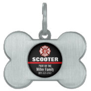 Thin Red Line Firefighter Custom Name Pet Name Tag at Zazzle