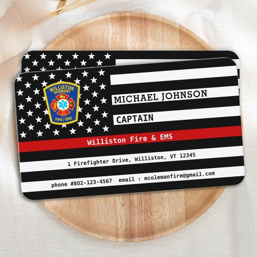 Thin Red Line Firefighter Emblem Fire Department Business Card