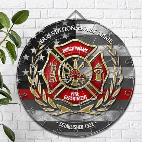 Thin Red Line Firefighter Family Custom Dart Board