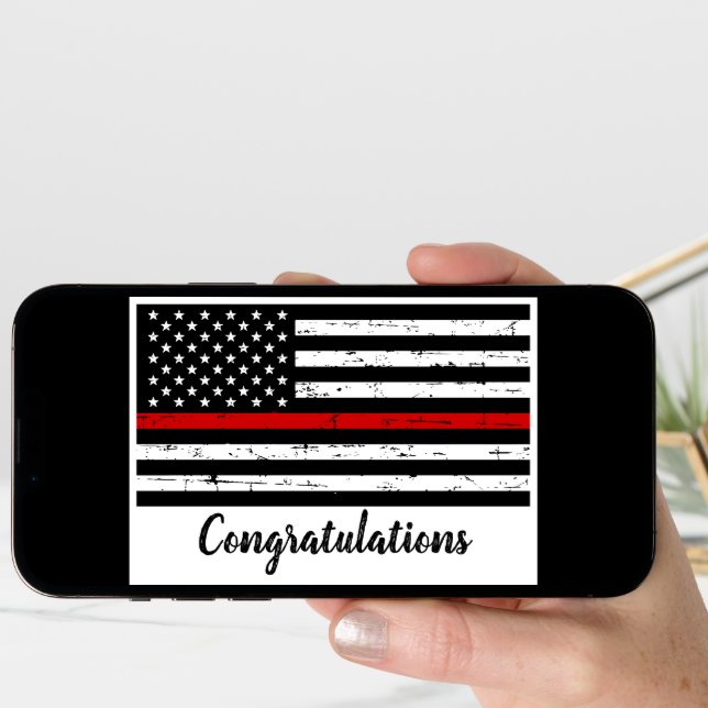 Thin Red Line Firefighter Fire Academy Graduation Card (Front Digital)