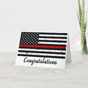 Thin Red Line Firefighter Fire Academy Graduation Card