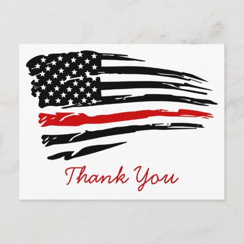 Thin Red Line Firefighter Fire Department Thank Postcard