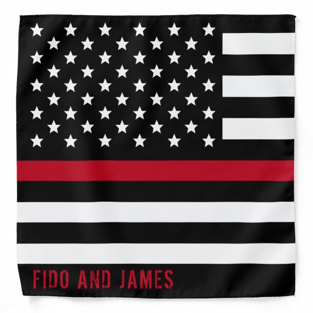 Thin Red Line Firefighter Flag Add Name Bandana (Front)