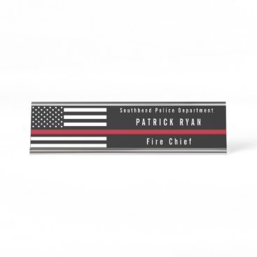 Thin Red Line Firefighter Flag Add Name Desk Name Plate Thin Red Line Firefighter Flag Add Name Desk Name Plate