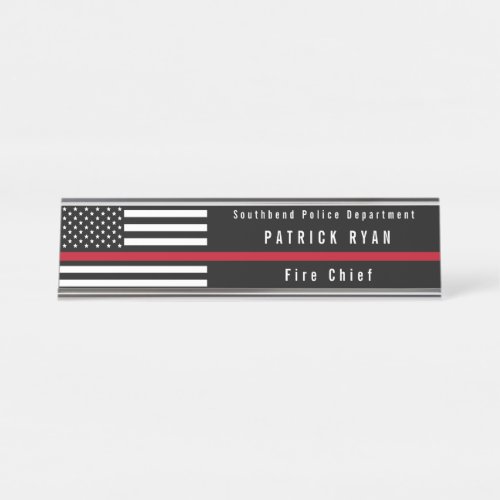 Thin Red Line Firefighter Flag Add Name Desk Name Plate