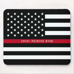 Thin Red Line Firefighter Flag Add Name Mouse Pad