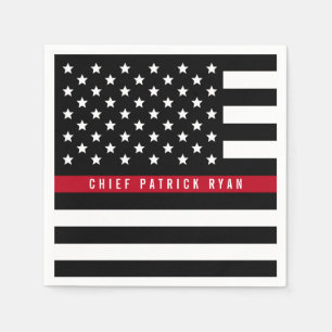 Thin Red Line Firefighter Flag Add Name Napkins