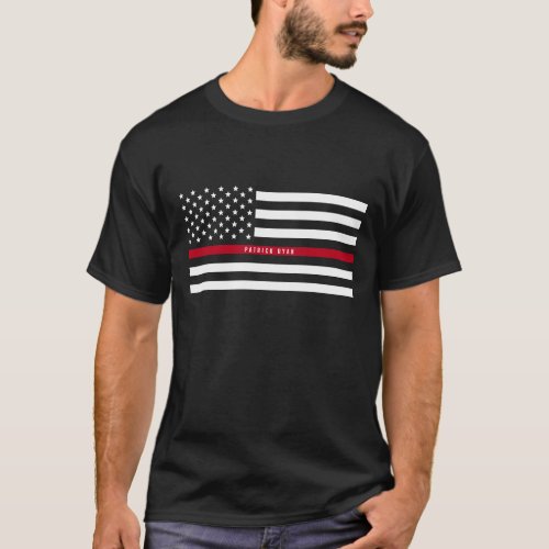 Thin Red Line Firefighter Flag Add Name T_Shirt