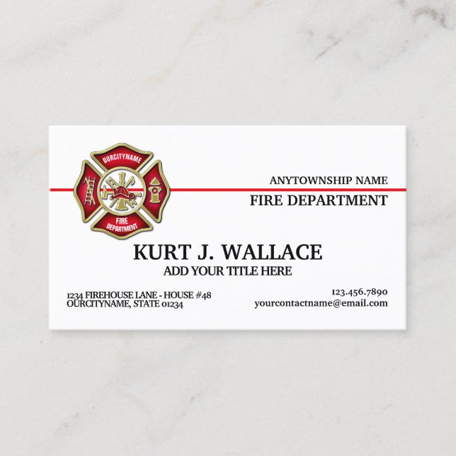 Thin Red Line Firefighter Flag Business Card (Front)