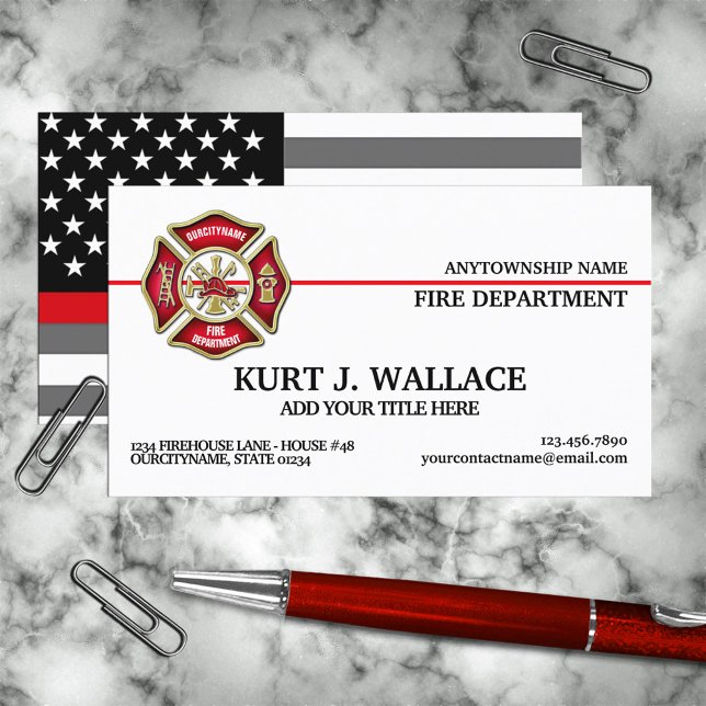Thin Red Line Firefighter Flag Business Card (Creator Uploaded)