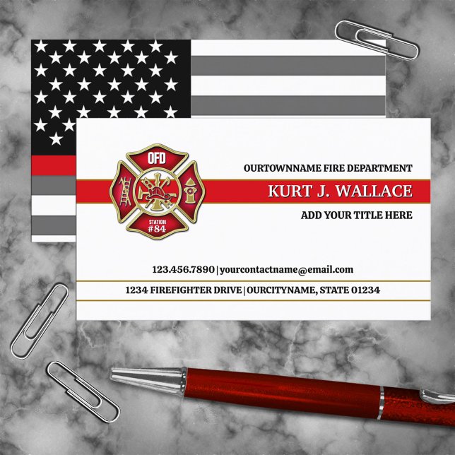 Thin Red Line Firefighter Flag Business Card (Creator Uploaded)
