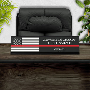 Thin Red Line Firefighter Flag Desk Name Plate