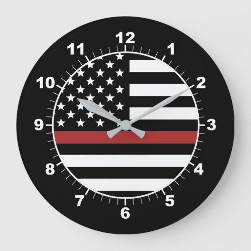 Thin Red Line Firefighter Flag Fire Department Large Clock