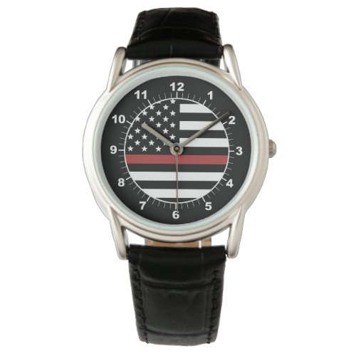 Thin Red Line Firefighter Flag Fire Department Watch