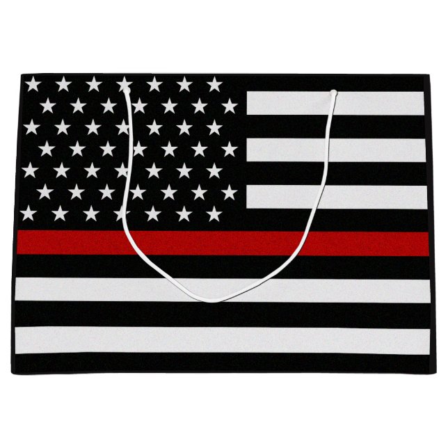 Thin Red Line Firefighter Flag Large Gift Bag (Front)