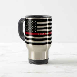 Thin Red Line Firefighter Flag Monogram Large Travel Mug