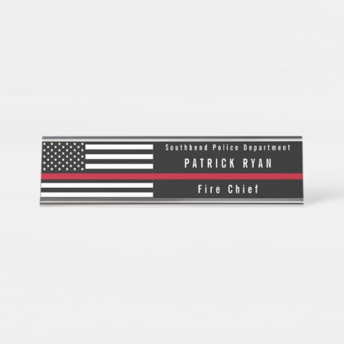 Thin Red Line Firefighter Flag Stars Stripes Desk Name Plate