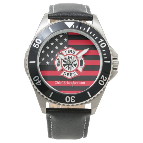 Thin Red Line Firefighter Flag Watch