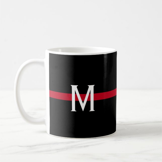 Thin Red Line Firefighter Monogrammed Coffee Mug (Left)