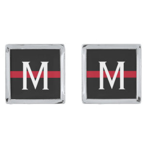 Thin Red Line Firefighter Monogrammed Cufflinks