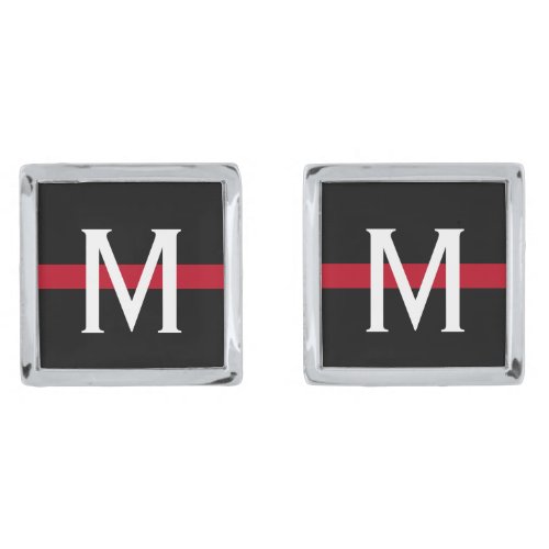 Thin Red Line Firefighter Monogrammed Cufflinks