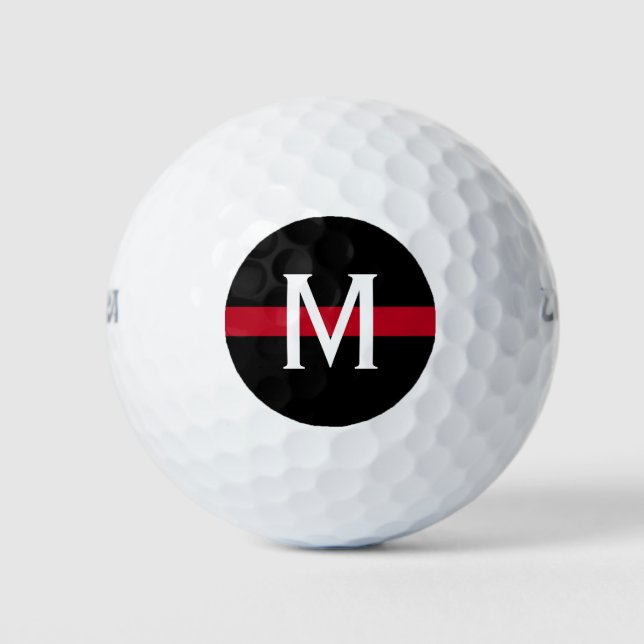 Thin Red Line Firefighter Monogrammed Golf Balls (Front)