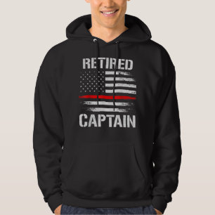 Thin Red Line Firefighter Retired Fire Captain Hoodie