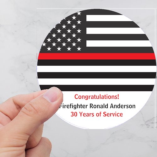 Thin Red Line Firefighter Retirement Classic Round Sticker