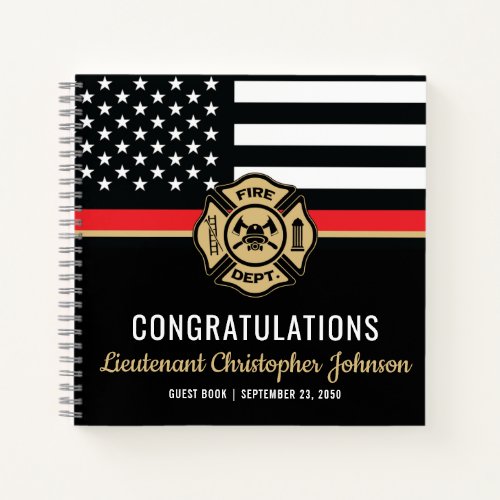 Thin Red Line Firefighter Retirement Guest Book