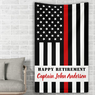 Thin Red Line Firefighter Retirement Party Banner
