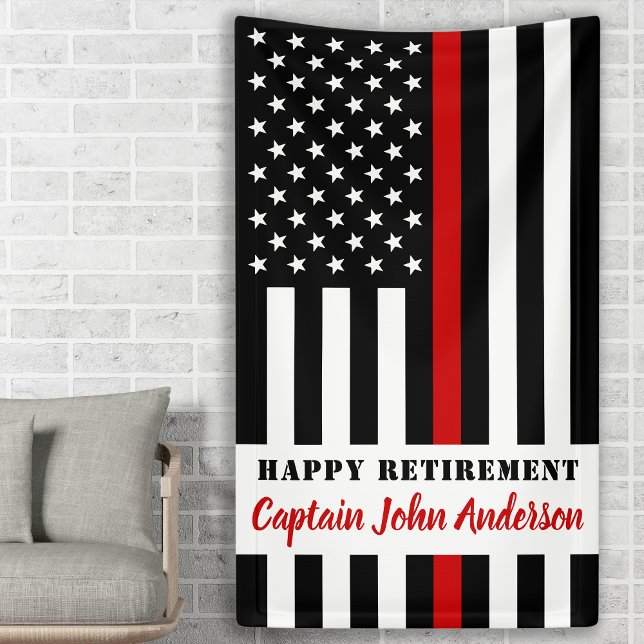Thin Red Line Firefighter Retirement Party Banner (Creator Uploaded)